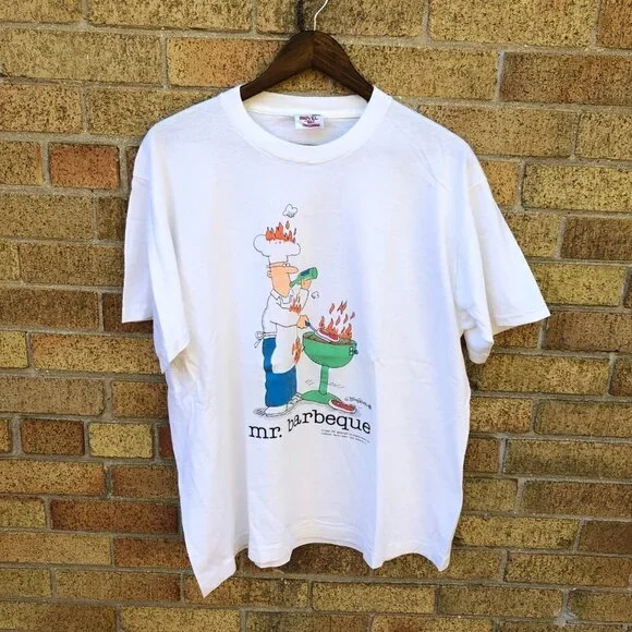 Vintage Single Stitch 1989 Jim Benton Mr. Barbeque Graphic T Shirt XL - Picture 5 of 13